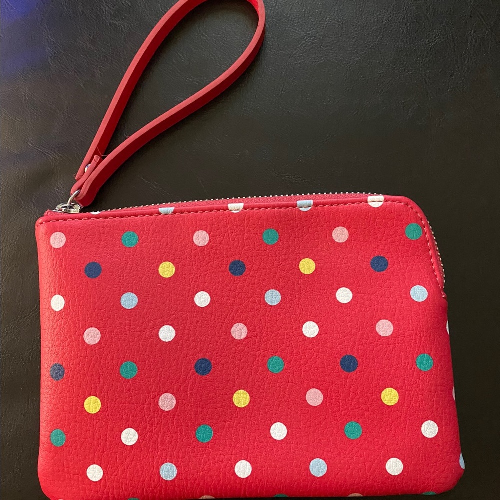 Colorful red polka dot hand purse